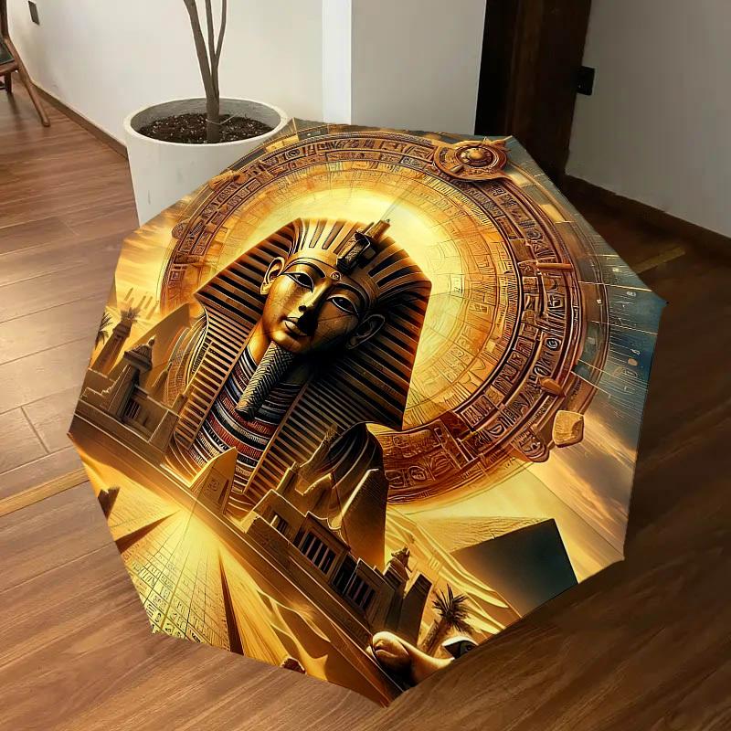 1PC Egyptian Sphinx Umbrella-8-Rib Reinforced Portable Folding Travel Suitable for All Seasons Outdoor Daily Use-H0363
