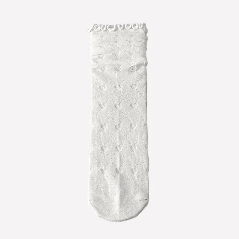 

Summer Lolita Kawaii Cute Lace Socks for Women Summer Thin Mesh Breathable Loose Long Socks Ballet Style Solid Color White Socks