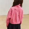  Olivan  Simple Logo Half Zip Up Crop Sweatshirt  Pink 