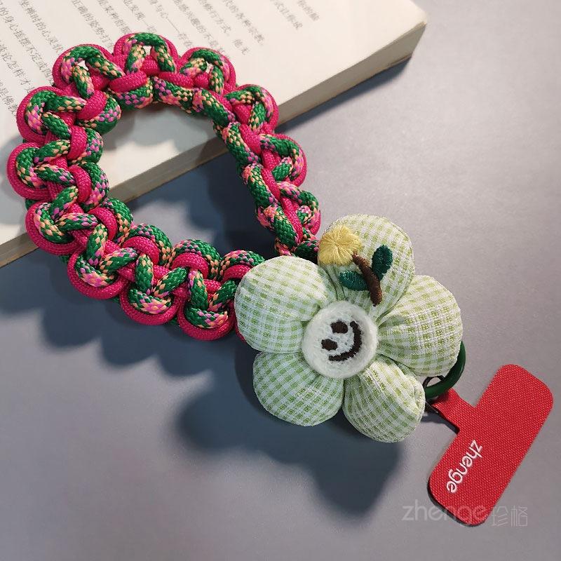 

Mobile phone lanyard women s wrist short thick braided thread small flower outdoor travel line shopping photo anti-lost hand rope