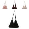 Corduroy Strawberry Print Tote Bag With Magnetic Closure For Daily Use