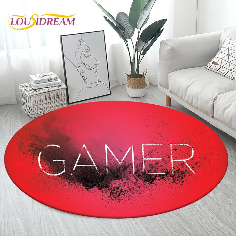 3D Cartoon Gamer Game Controller Area Rug Large,Round Carpet Rug for Living Room Bedroom Sofa Decor,Kid Play Non-slip Floor Mat