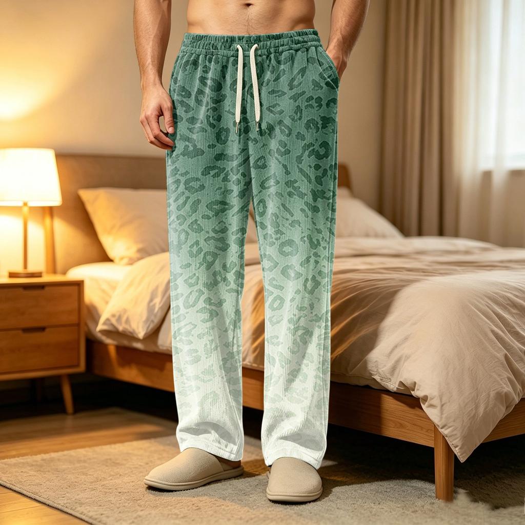 Men's Corduroy Pajama Pants with Pockets, Casual Sleep Bottoms for Home and Bedtime