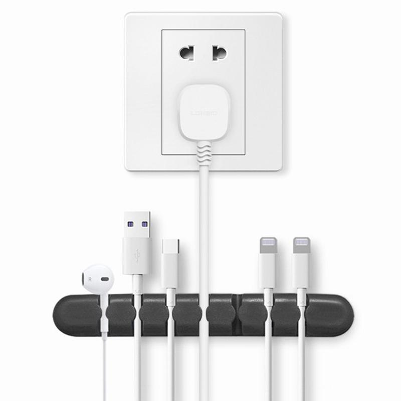 Organizer magnetic autoadeziv din silicon de culoare solidă pentru cabluri Suport pentru cabluri Cleme flexibile din silicon pentru birou Organizator pentru cablul mouse-ului