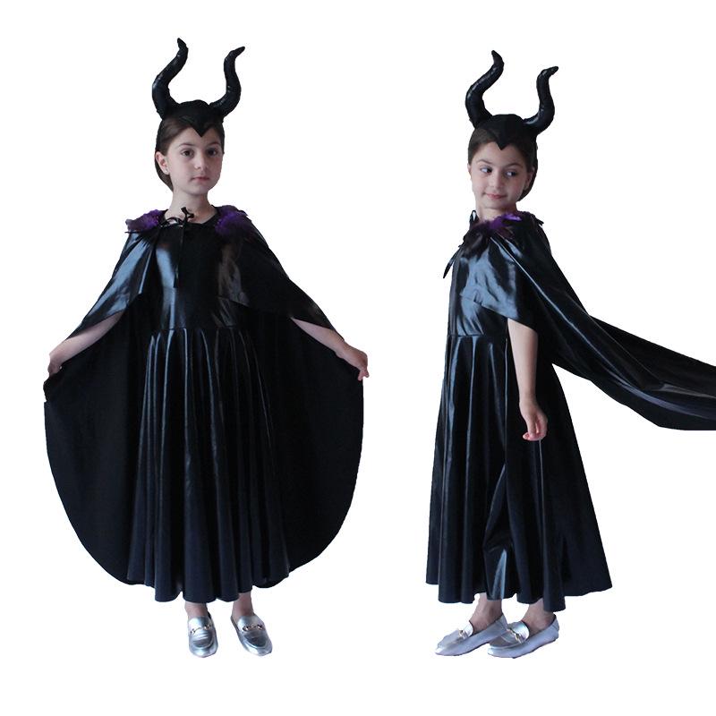 Halloween Maleficent Black Magic Cape Costume for Girls - Parent-Child Style