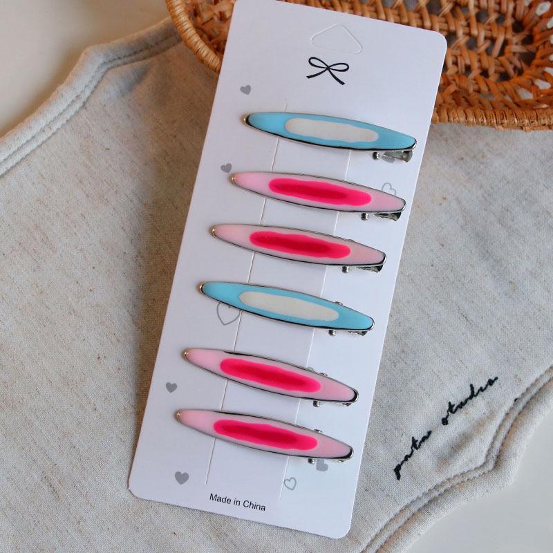 Multicolor Polka Dot Geometric Enamel Hair Clip Set