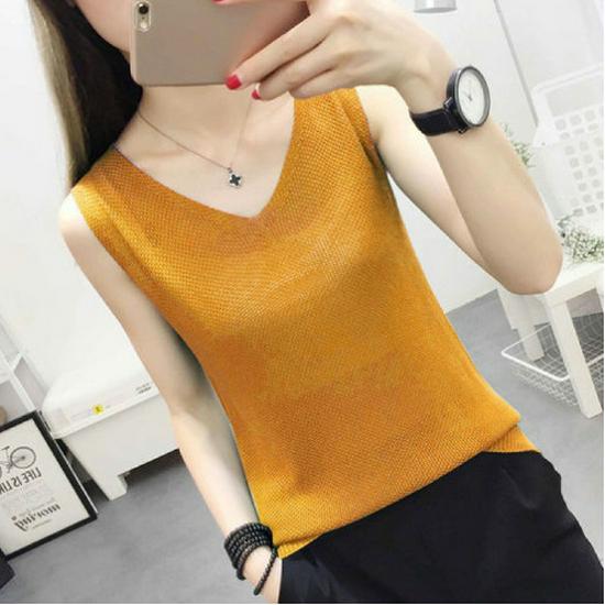 Women's Loose-Fit Camisole: Large, Cool Silk Knit, Sleeveless Vest for Summer