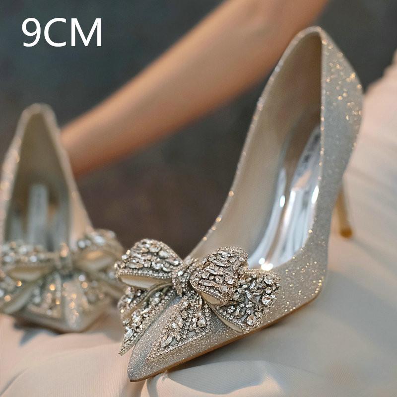 Fashion Small Crowd Into The Milky Way Wedding Shoes Bride Shoes Senior Sense Not Tired Feet Main Wedding Heels Glass Shoes Girls Single