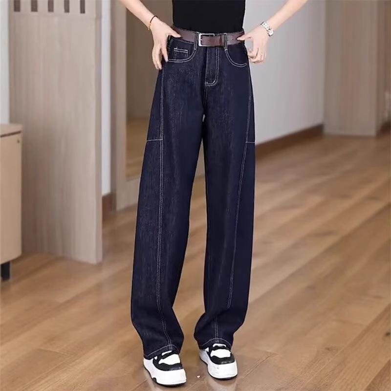 Plus Size High Waist Retro Straight Leg Jeans for Women - Autumn 2024 Collection