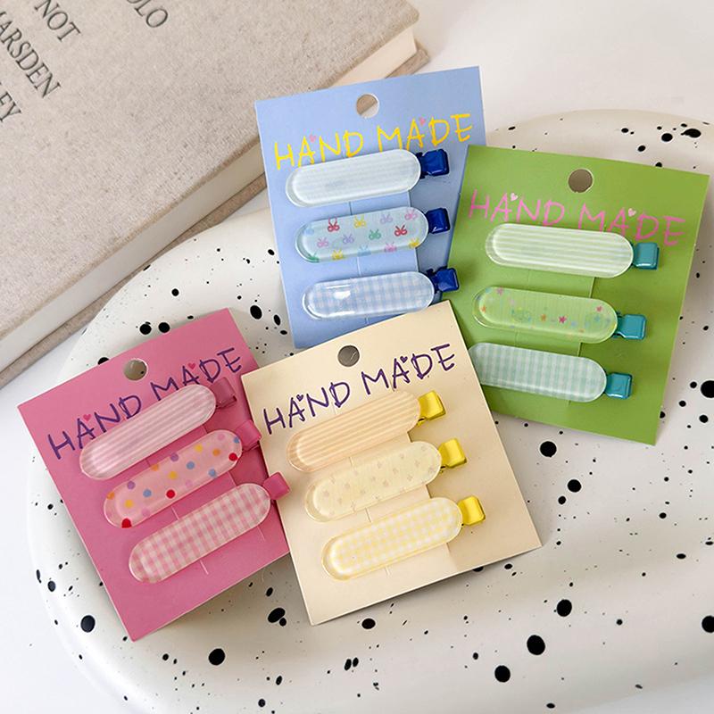 3Pcs/Set Candy Color Hair Bang Clip Summer Hairpin Acrylic Barrette Hair Side Clamp For Girl Hair Accessories
