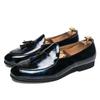 Men's Tassel Slip-on Leather Loafers - Pointed Toe, Plus Size, Formal Business Casual Shoes, Shiny Finish.