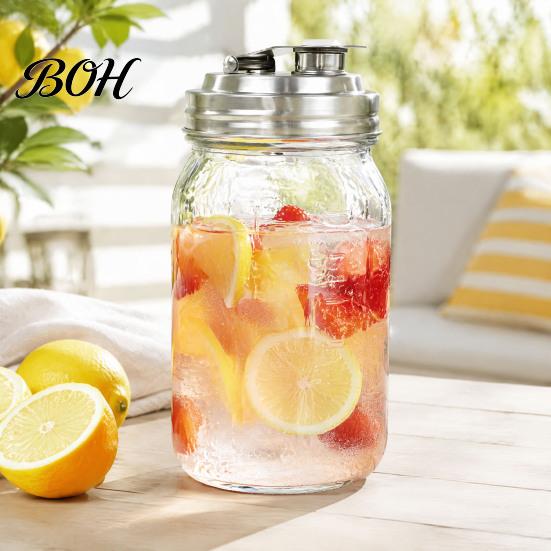 Outdoor Picnic Jar Lids Stainless Steel Mason Lids, Leak-Proof Wide Mouth Canning with Protein Shake Silicone Seal, Reusable Metal Drinking
