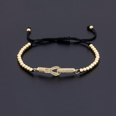 

Nidin Trendy Copper Zircon Handmade Bead Bracelet Luxury Macrame Pave CZ Adjustable Jewelry Gift For Men Women Best Gifts