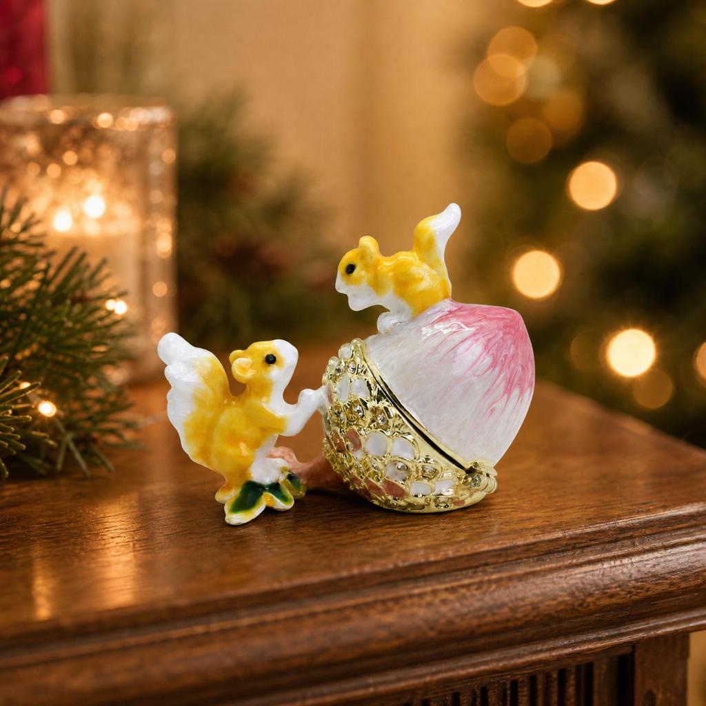 AcornShaped Jewelry Box Compact Squirrel Figurine Lightweight Collectible