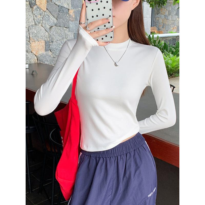 Women's Long Sleeve Slim Fit Red T-Shirt - Stylish Spring/Autumn Base Layer 2025
