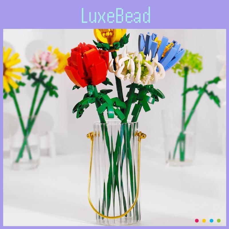 Puzzle Assembling Children Building Blocks Flower Rose Lily Bouquet Model Toy