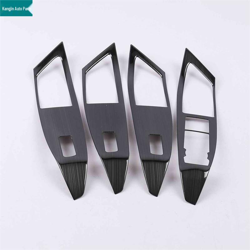 Black Titanium Stainless Steel Interior Mod Kit for 2019 Ford Focus: Glass Lift, Headlight & Steering Control