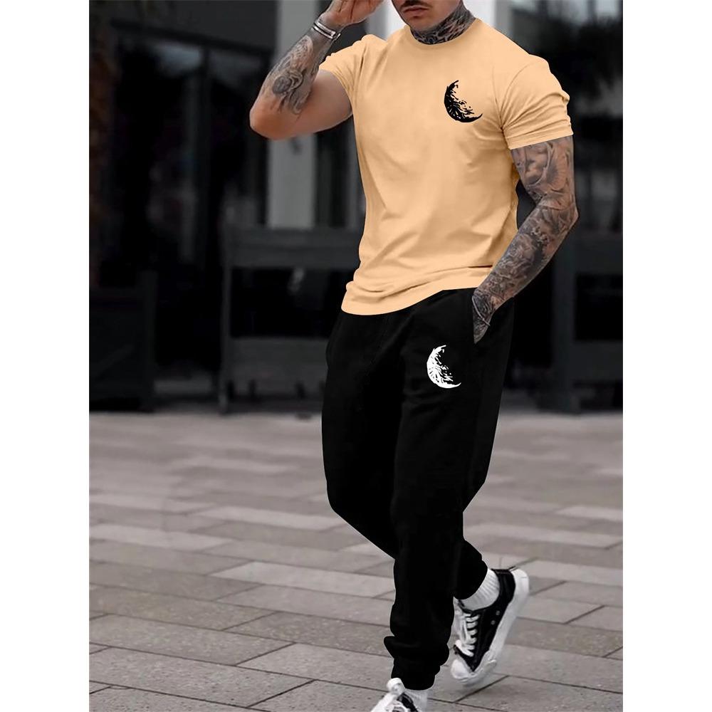 Casual Men's Casual Men's Short-sleeved Shirt and Long Pants, a Fashionable Street Style Two-piece Set