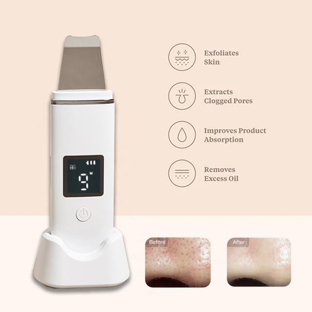 Face Cleaning Spatula Ultrasonic Skin Scrubber Exfoliate Facial Dead Skin Sonic Peeler Facial Skin Scrubber USB wireless charger белый