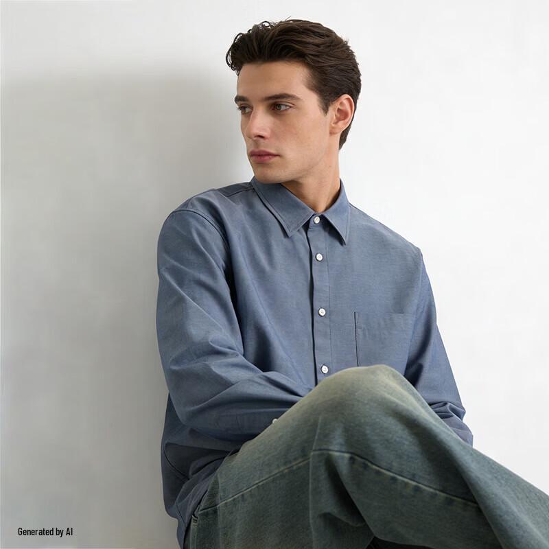 GAP Men's Loose Fit Denim Long-Sleeve Shirt