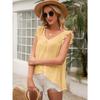 Women's Sleeveless Flutter Sleeve Lotus Collar Top, T-Shirt, Sweet Babydoll Blouse
