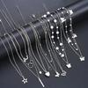 11pcs Colliers Pendentifs Simple Cœur Papillon Lune Pour Femmes Élégant Couleur Argent Étoile Cristal Perle Imitation Ensemble Bijoux 2026