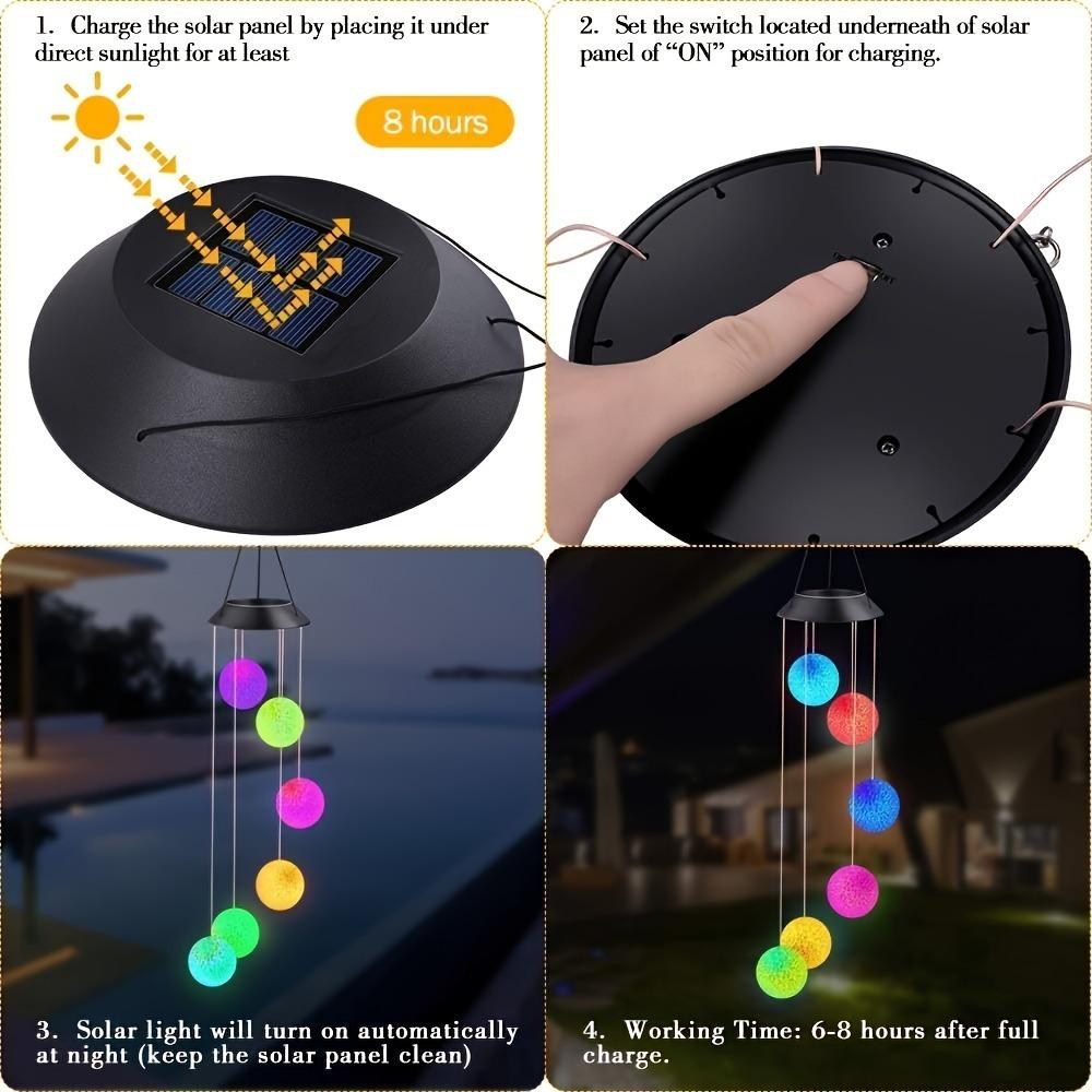 1 Pezzo Campanella Solare da Vento per Esterno, Luce da Giardino Sospesa a Cambiamento di Colore, Campanella Decorativa Alimentata ad Energia Solare per Patio/Giardino
