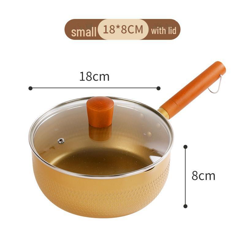 

Плоская кастрюля в японском стиле с антипригарным покрытием и пароваркой Golden Hammer Pattern, подходит для супов, молока и индукционных плит 18cm Flat Pot