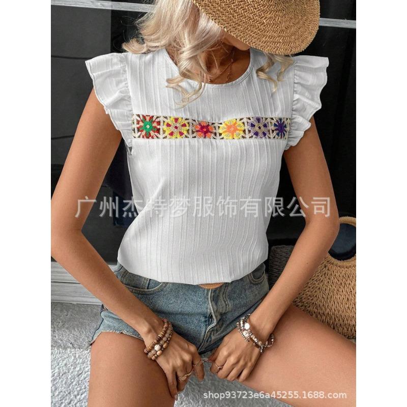 JPNTKY Women's Fashion Casual Sleeveless O-Neck Blouses & Shirts