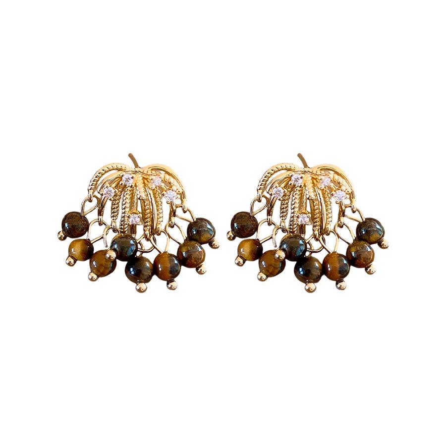Melanoid Tiger Eye Heart Stud Earrings - Luxurious Fashion Jewelry Design