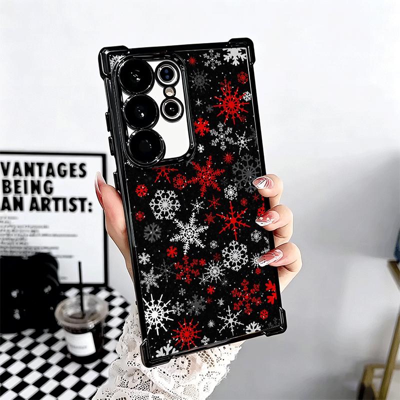 Snow Snowflake Winter Cold Soft Phone Case For Samsung Galaxy S26 Ultra S25 Edge S24 FE S23 Plus S22 S21 + S20 Plating Anti-Fall