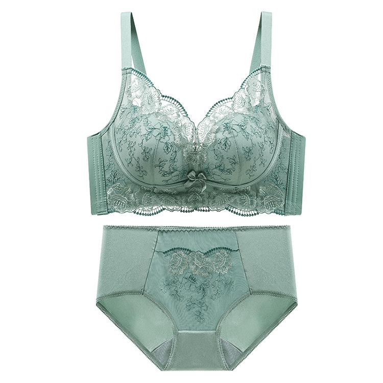 Temperature-changing lace gathering, no steel ring showing large upper support, anti-sagging adjustment type breast bra