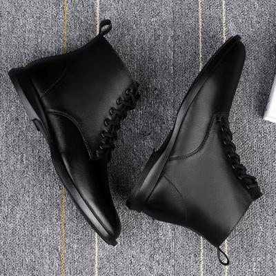 Genuine Leather Mens Casual Boots Autumn Winter Fashion Boots for Men Black All-match Comfy Men Ankle Boots Simple Classic Shoes