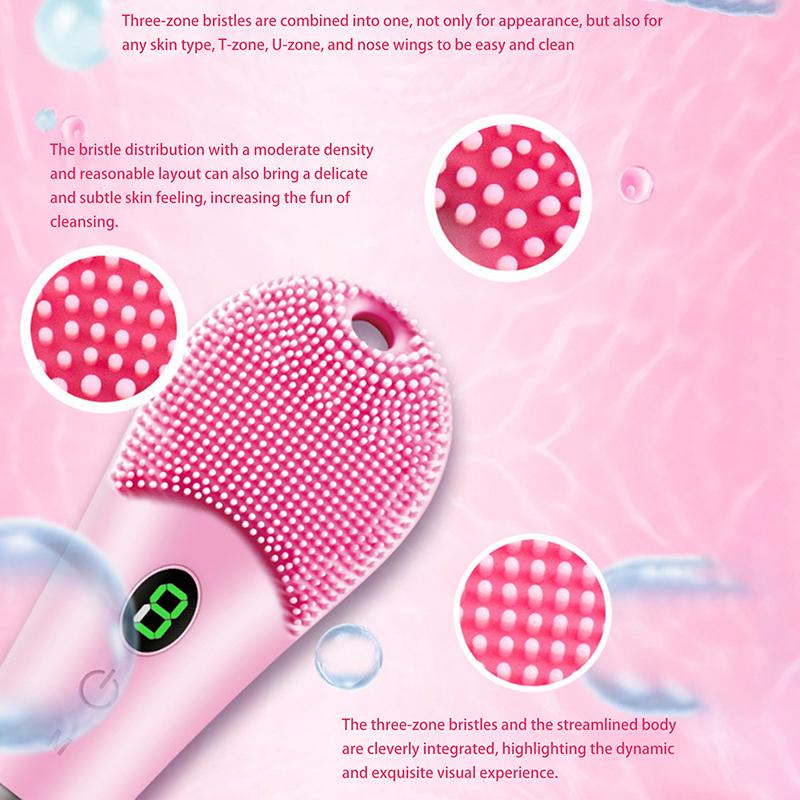 9 Gear Electric Ultrasonic Skin Sonic Scrubber Facial Brush Cleaner Spinning High Frequency Vibration Face Silicone Rechargeable