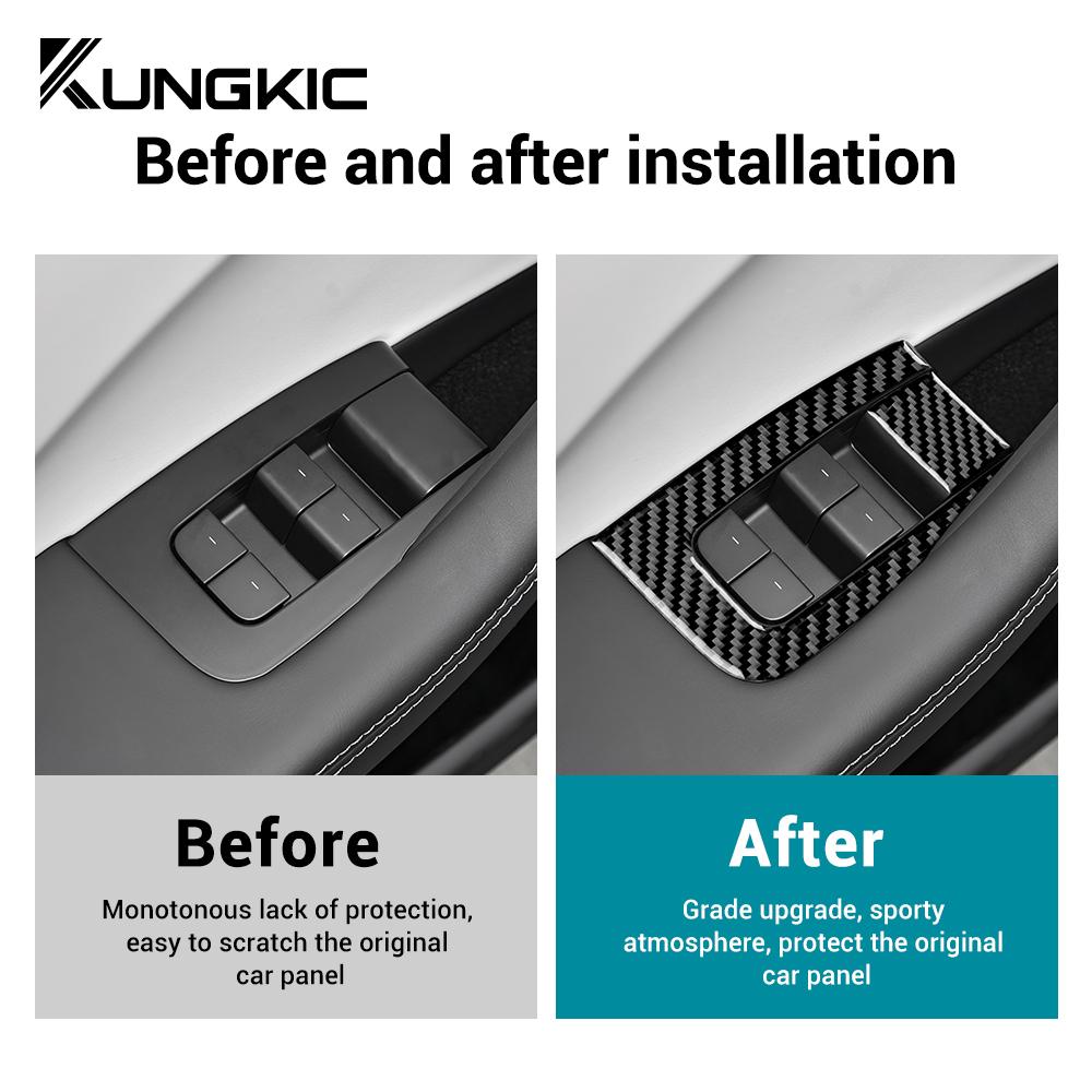 Carbon Fiber Window Switch Panel Trim for Tesla Model 3 Highland 2024-2025 Interior Accessories