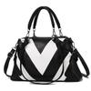 Bags Women's Fashion Portable Large Bag Soft Leather Contrast Color Large Capacity Women's Shoulder Bag Tide