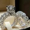 Elegant Zircon Ring Jewelry CopperColor Engagement Wedding Ring Set for Women  Fashion Zircon Crystal Jewelry Gift