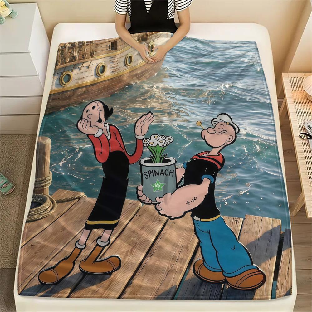 Popeye the Sailor Flannel Blanket, High quality Comfortable for All Seasons, Home Decor, Warmth and Comfort