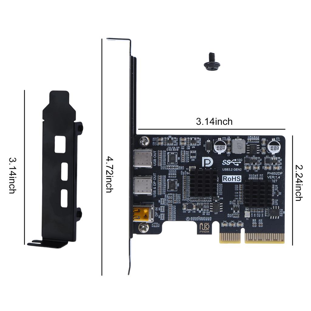 Type-C Expansion Card ASM3142 Controller USB 3.1 10Gbps Gen 2 Expand Card Riser DP 4K Video Adapter Converter