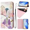 For iPhone 16 Pro Max Case Pattern Printing Wallet Phone Cover with Strap