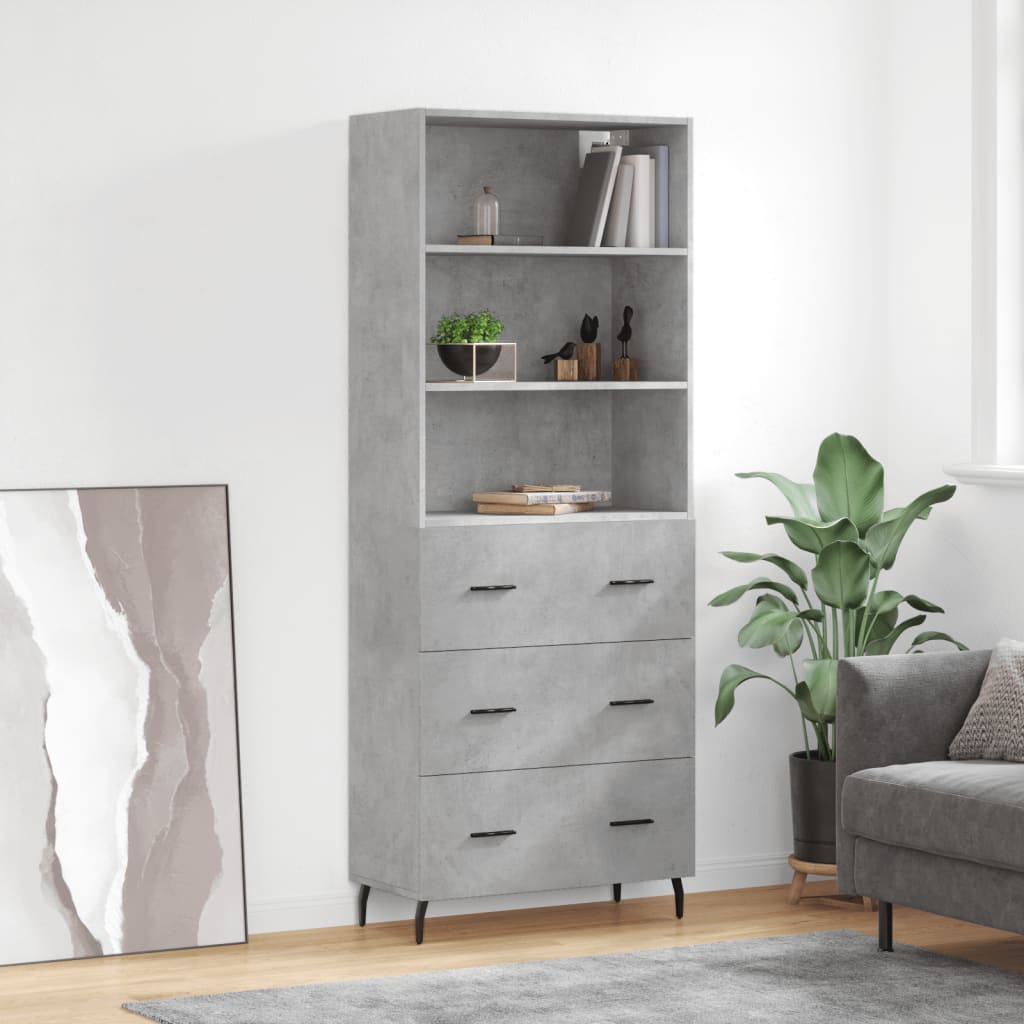 Highboard Concrete Grey 69.5 x 34 x 180 cm Particleboard