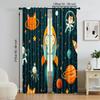 Set Of 2 Versatile Polyester Transparent Curtains Home Decoration Cartoon Spaceman Outer Planet Use Bedrooms Living Curtain Perfect For Bedroom Decor