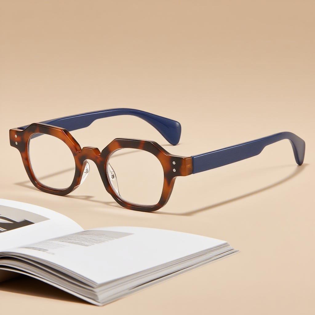 Fashion Polygon Reading Glasses Women Retro Rice Nail Anti Blue Light Correction Prescription Eyeglass Men +1.0 +1.5 +2.0 +2.5