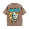 2026 Here For The Beer Retro Cartoon Can Print Unisex T Shirt Vintage Washed Short Sleeve Casual Streetwear Party Tee