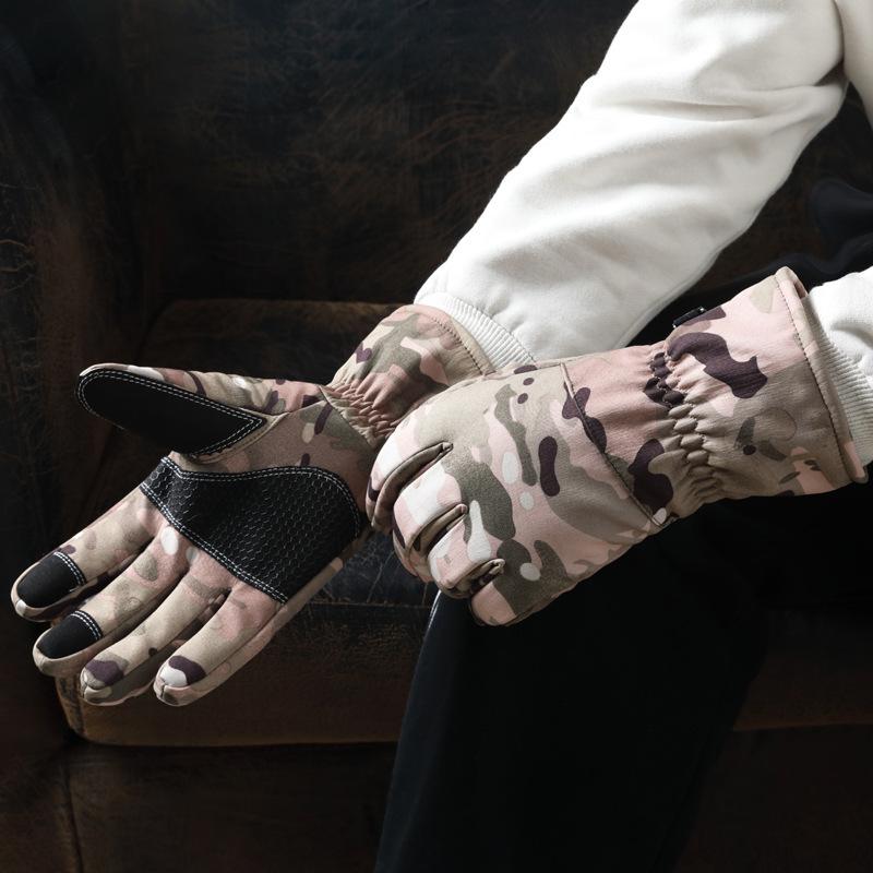 Herbst- und Winter Herren Camouflage Outdoor Ski Taktische Handschuhe Warm Wasserdicht Winddicht Reiten Außenhandel Samt Verdickt A15M