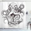 Halloween Shower Curtain, Spiders Hanging From Their Traps Horror Inspired Design Grayscale Cartoon, Cloth Fabric Bathroom Decor