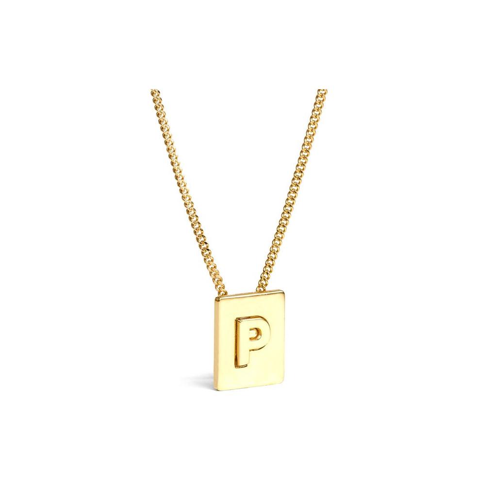 Celine Alphabet Series Minimalist Letter P Brass Necklace Unisex necklace 46N0P6BRA-35OR