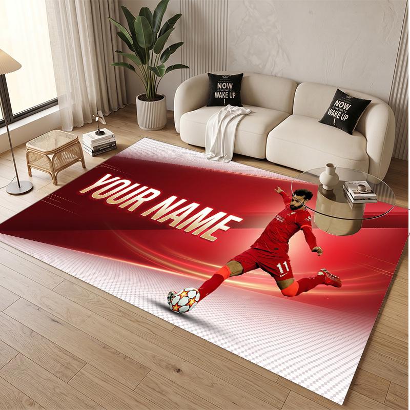 Personalized Crystal Velvet Carpet Mohamed Salah Pattern Non Slip Floor Rug