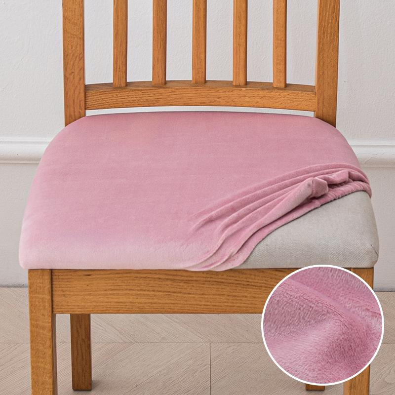 Velvet Stretch Fit Chair Seat Covers,Soft Solid Color Dining Chair Cover Removable Washable Chair Protector for Kitchen, Hotel