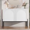 Sideboard med 2 dörrar och metallben, design med bågad linje, modern minimalistisk stil, vit, mått: B 100 cm / H 75 cm / D 40 cm